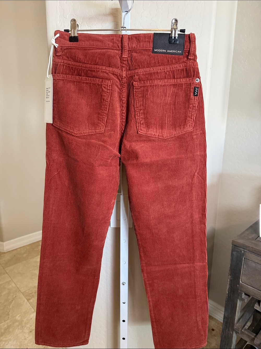 NWT Modern American Lafayette Corduroy Pants Rust High Rise Straight Leg - Picture 5 of 6